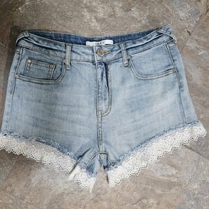 Grace Women's Sz 27 Denim Shorts with Lace Trim
